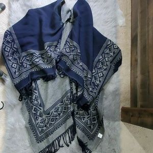 Tribal print poncho